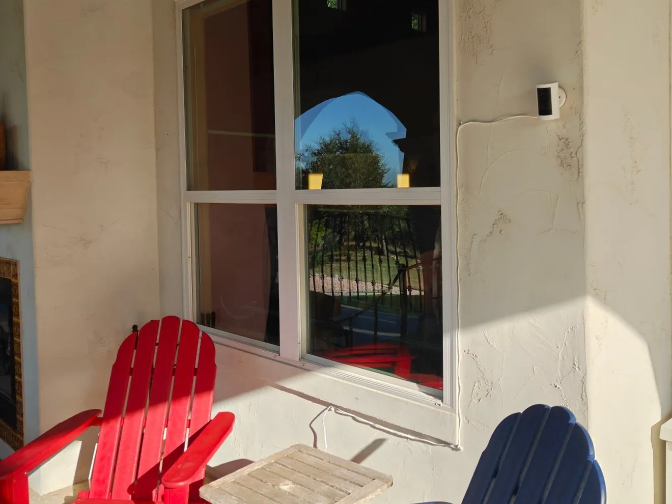 Spotless front porch window after professional window cleaning at a Boerne TX home